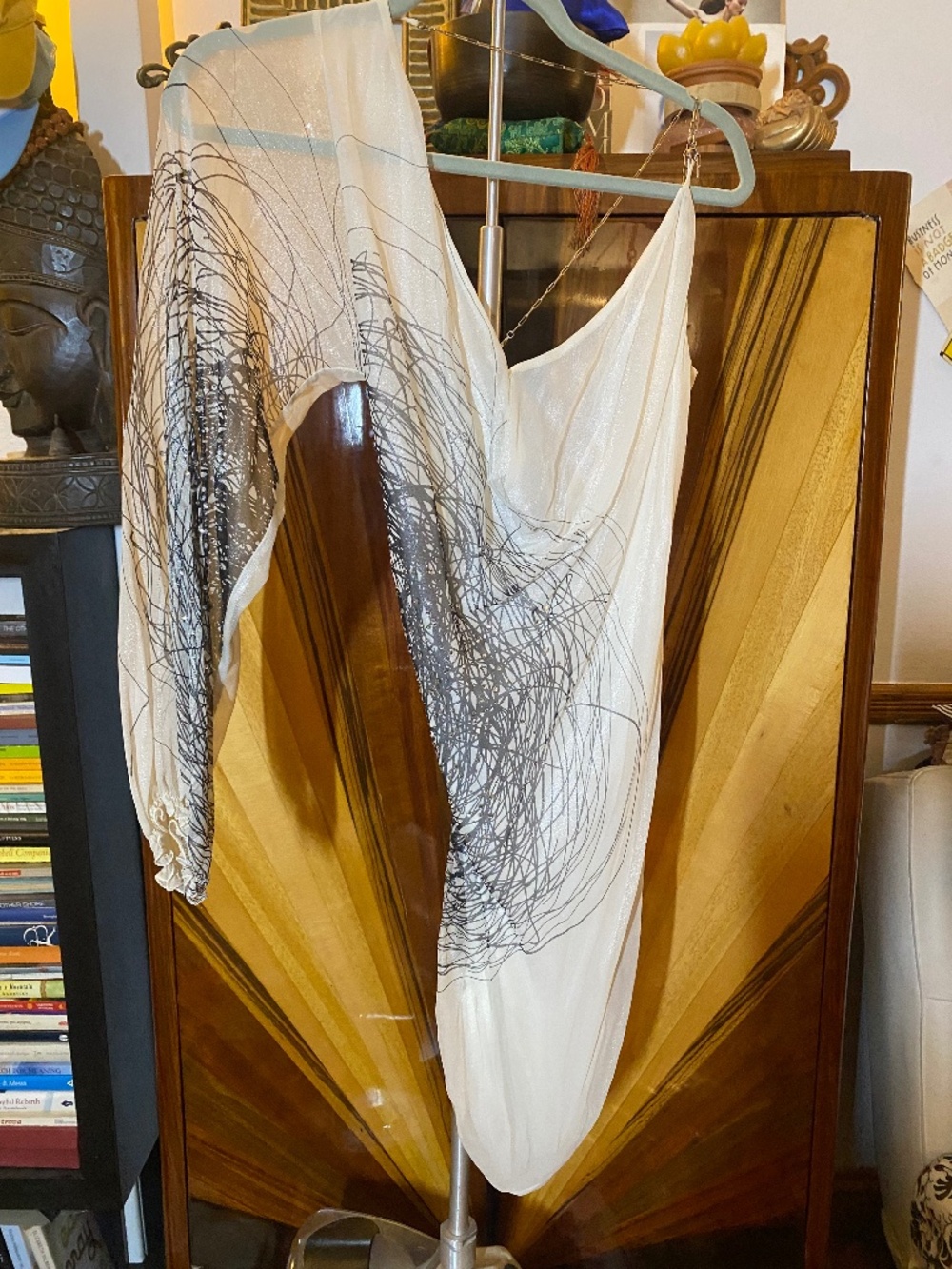 NWOT Patrizia Pepe Silk One Shoulder Rhinestone Asymmetric Top Dress 40 US 4